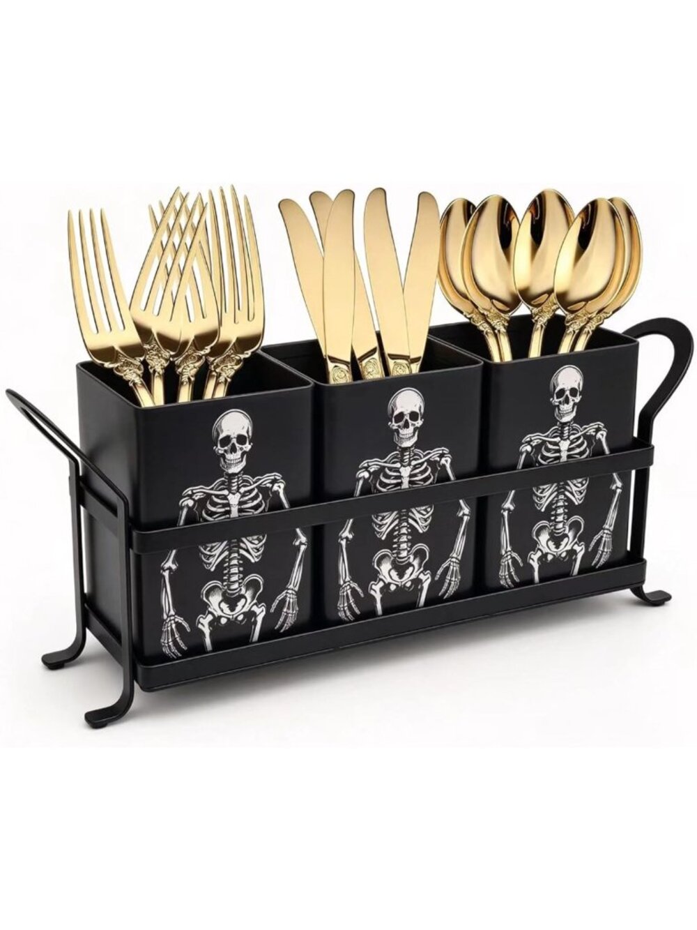 Halloween Utensil Holder Set - 3pcs Silverware Caddy Organizer for Party Decor